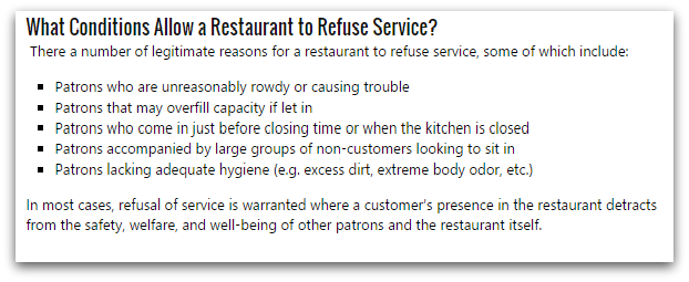 Conditions to refuse service